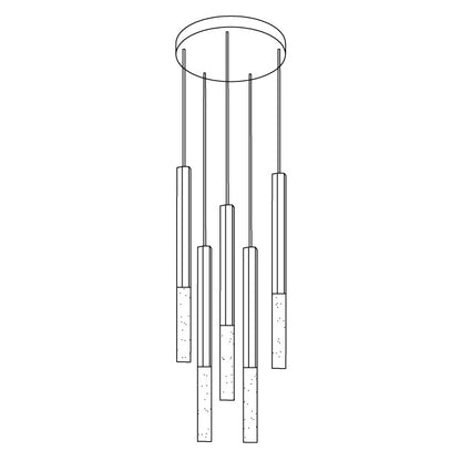 Shine Vertical Plumage Suspension 5 heads ? 11.8″ x H 78.7″ / Dia 30cm x H 200cm / Gold / Warm Light Pendant light