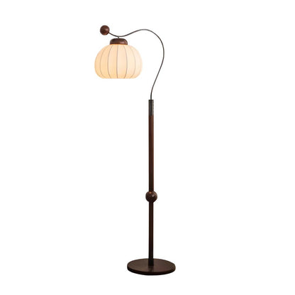 Silk Globe Floor Lamp Dia 11.8″ x H 59″ / Dia 30cm x H 150cm / Walnut wood & Gold / US Plug Floor lamp
