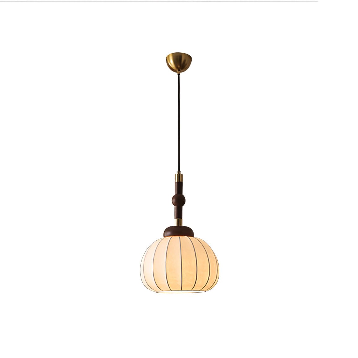Silk Globe Pendant Lamp Dia 11.8″ x H 15.7″ / Dia 30cm x H 40cm / Gold & Walnut Color & White Pendant light