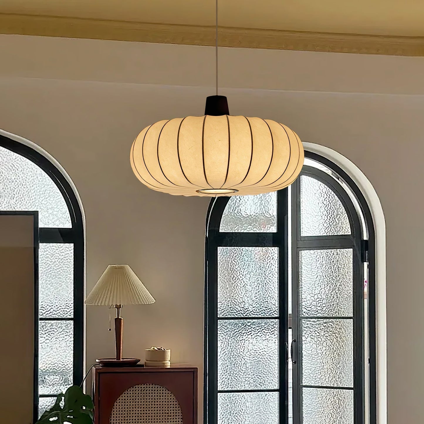 Silk Lantern Pendant Light Dia 19.7″ x H 11.8″ / White Pendant light