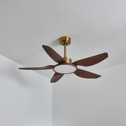 Sirocco Breeze Ceiling Fan Light ? 42″ x H 13.8″ / Walnut Color Grain & Gold & White / Three-Color Changing Light 1001