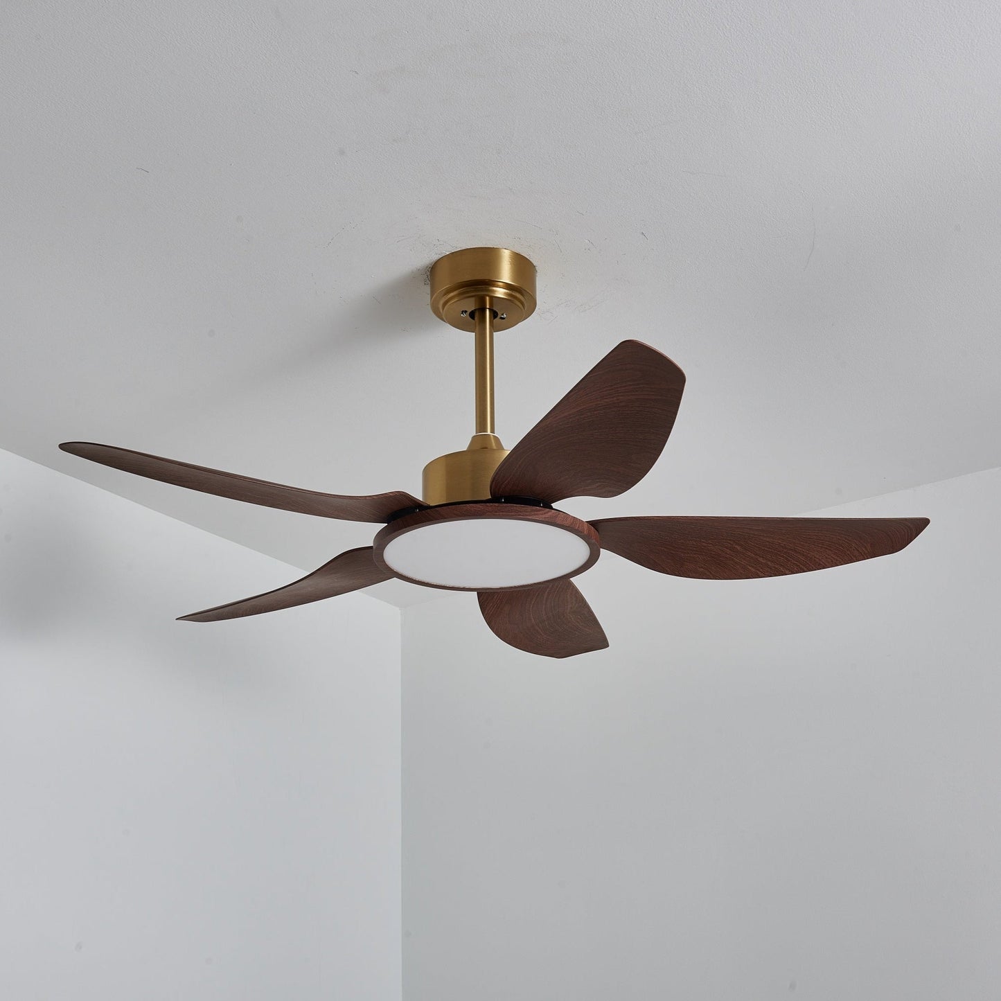 Sirocco Breeze Ceiling Fan Light ? 48″ x H 13.8″ / Walnut Color Grain & Gold & White / Three-Color Changing Light 1001