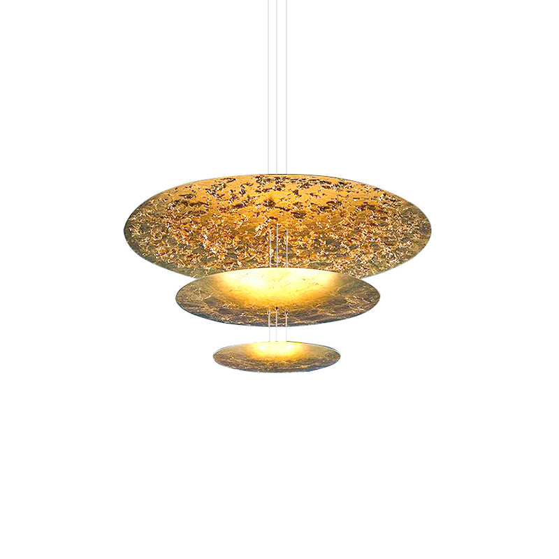 Machine Chandelier 3 layers Dia 7.1″ + 11.8″ + 19.7″ / Gold foil / Warm Light Chandelier