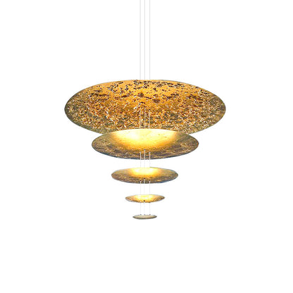 Machine Chandelier 5 layers Dia 7.1″ + 11.8″ + 19.7″ + 31.5″ + 47.2″ / Gold foil / Warm Light Chandelier