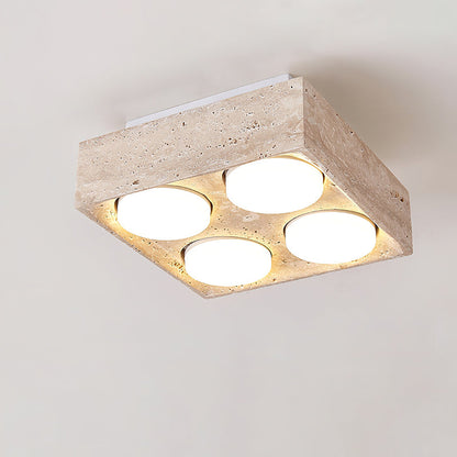 Sky Hole Ceiling Lamp L 7.9″ x W 7.9″ x H 3.1″ / Yellow Travertine & White Ceiling lamp