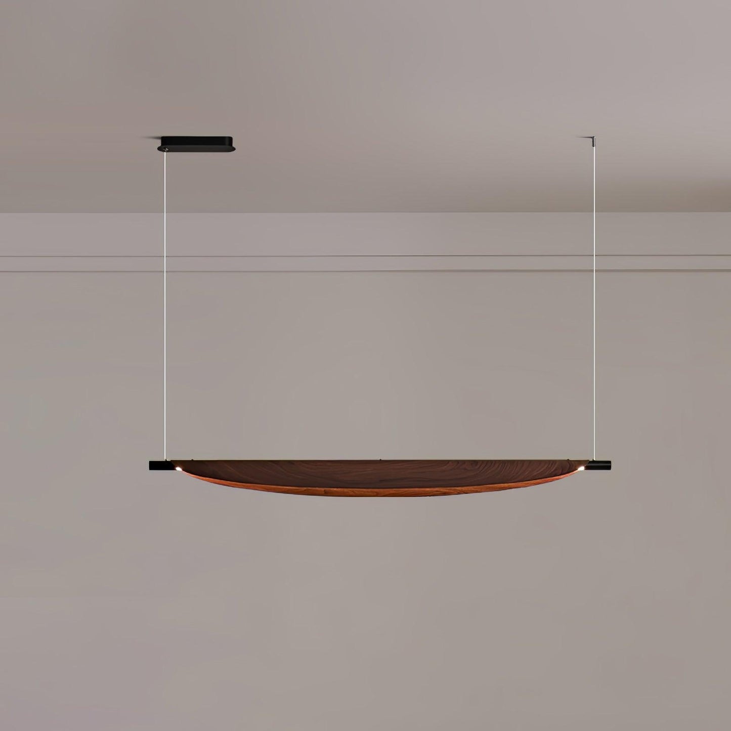 Sleek Board Pendant Lamp Dia 26.6″ x H 10.2″ / Dia 67.5cm x H 26cm / Hydrographic Walnut Wood Grain Finish / Warm Light