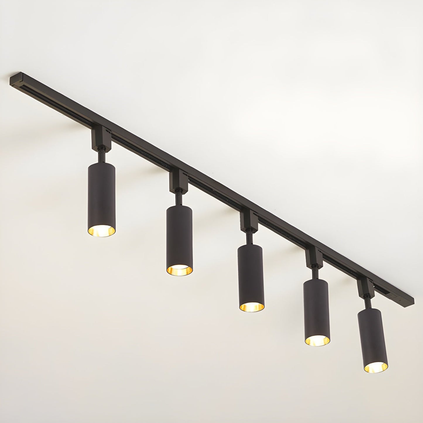 Sleek Cylinder Track Light 5 heads L 59.1″ x H 10.6″ / Black / Neutral Light Ceiling lamp