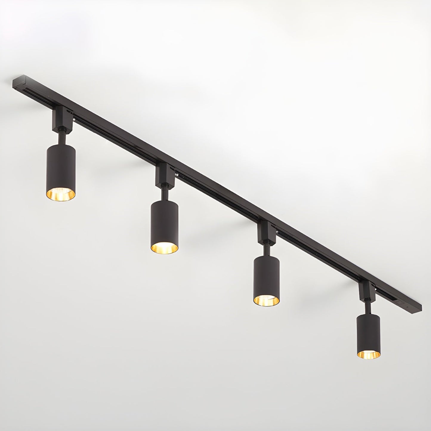 Sleek Cylinder Track Light 4 heads L 59.1″ x H 8.7″ / Black / Neutral Light Ceiling lamp
