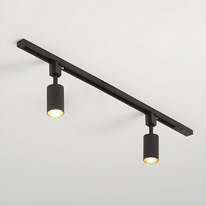 Sleek Cylinder Track Light 2 heads L 39.4″ x H 8.7″ / Black / Neutral Light Ceiling lamp