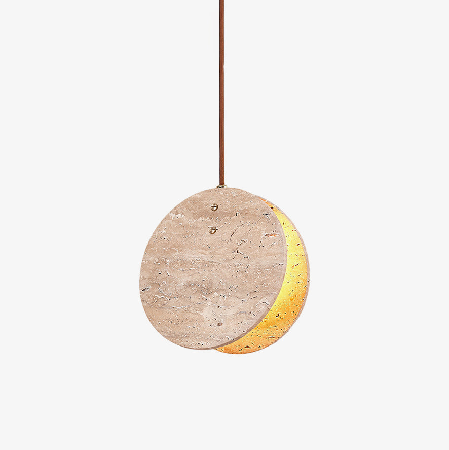 Solstice Stone Pendant Light Dia 7.9’’ x H 7.9’’ / Yellow Travertine pendant Lamp