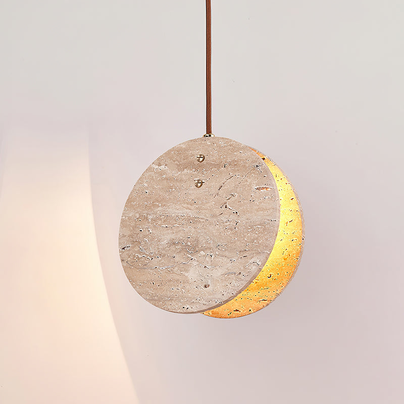 Solstice Stone Pendant Light Dia 7.9’’ x H 7.9’’ / Yellow Travertine pendant Lamp