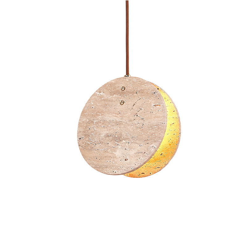 Solstice Stone Pendant Light Dia 7.9’’ x H 7.9’’ / Yellow Travertine pendant Lamp