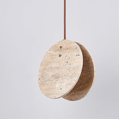Solstice Stone Pendant Light Dia 7.9’’ x H 7.9’’ / Yellow Travertine pendant Lamp