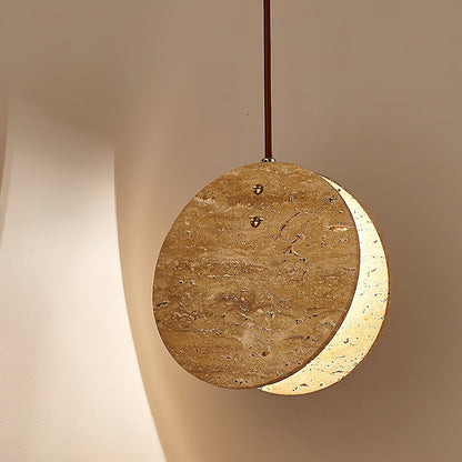 Solstice Stone Pendant Light Dia 7.9’’ x H 7.9’’ / Yellow Travertine pendant Lamp