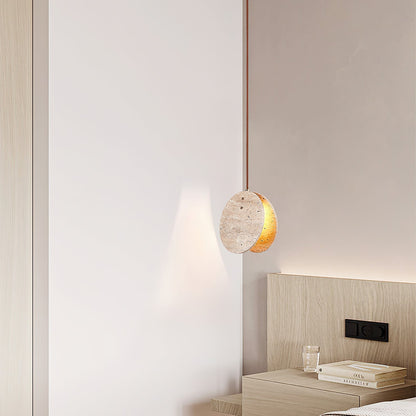 Solstice Stone Pendant Light Dia 7.9’’ x H 7.9’’ / Yellow Travertine pendant Lamp