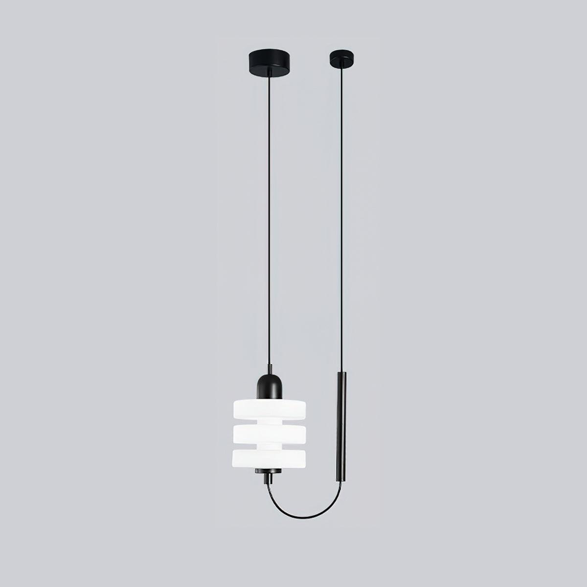 Small Nordic Glass Pendant Lamp L 11.8″ x W 7.1″ x H 15.7″ / L 30cm x W 18cm x H 40cm / Black & White / Warm Light