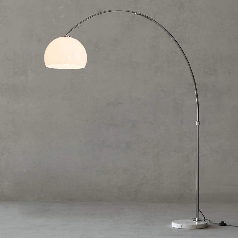 Sneedville Arched Floor Lamp W 59″ x H 66.9″ / W 150cm x H 170cm / Stainless Steel Satin Nickel + White / US plug Floor