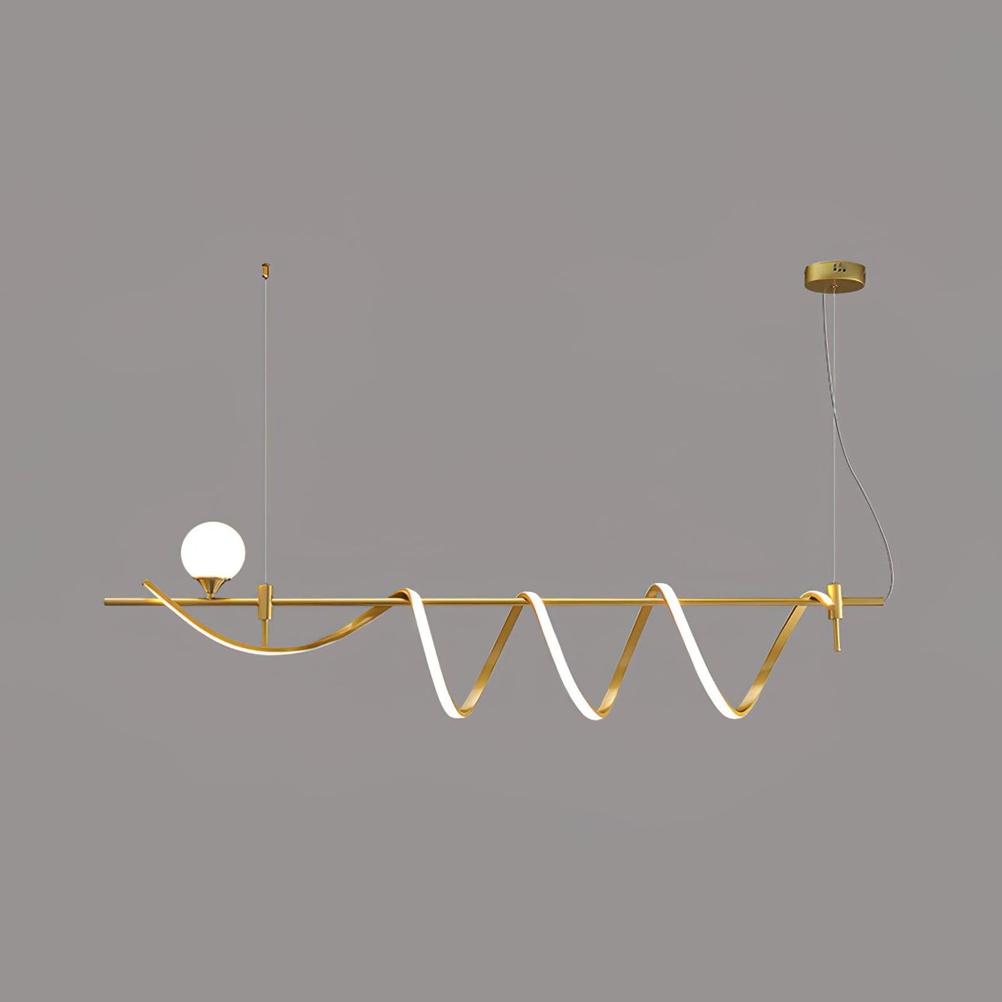 Sniki Pendant Light Model B: L 59″ x H 13.7″ / L 150cm x H 35cm / Gold + White / Warm White Pendant light