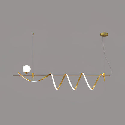 Sniki Pendant Light Model B: L 59″ x H 13.7″ / L 150cm x H 35cm / Gold + White / Warm White Pendant light