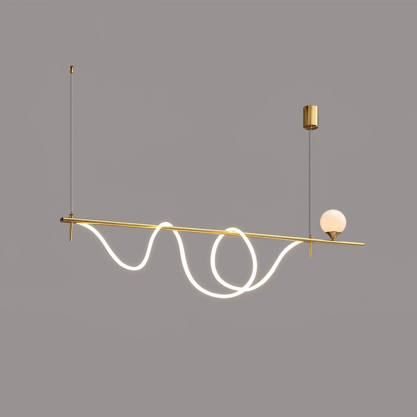 Sniki Pendant Light Model A: L 59″ x H 13.7″ / L 150cm x H 35cm / Gold + White / Warm White Pendant light