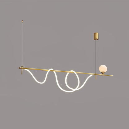 Sniki Pendant Light Model A: L 59″ x H 13.7″ / L 150cm x H 35cm / Gold + White / Warm White Pendant light