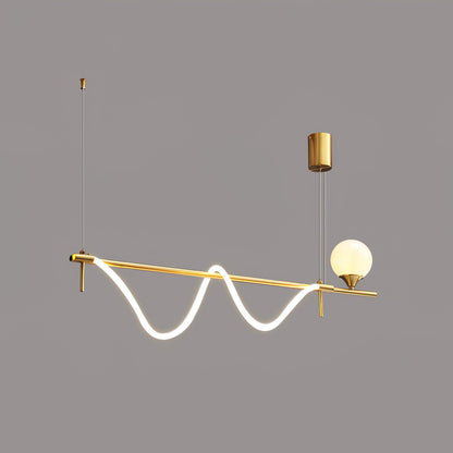 Sniki Pendant Light Model A: L 39.3″ x H 13.7″ / L 100cm x H 35cm / Gold + White / Warm White Pendant light