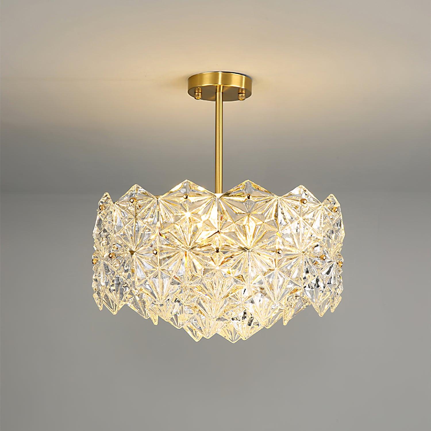 Snowflake Glass Chandelier Φ 19.7″ x H 11.8″ / Dia 50cm x H 30cm / Gold Chandelier
