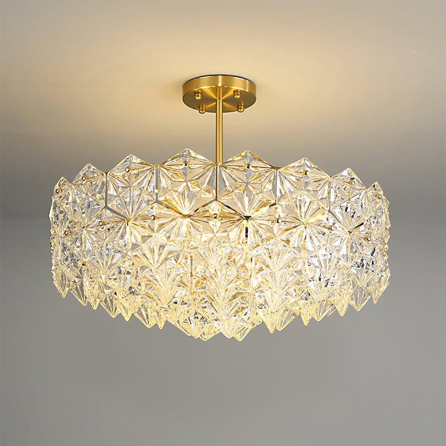 Snowflake Glass Chandelier Φ 23.6″ x H 11.8″ / Dia 60cm x H 30cm / Gold Chandelier