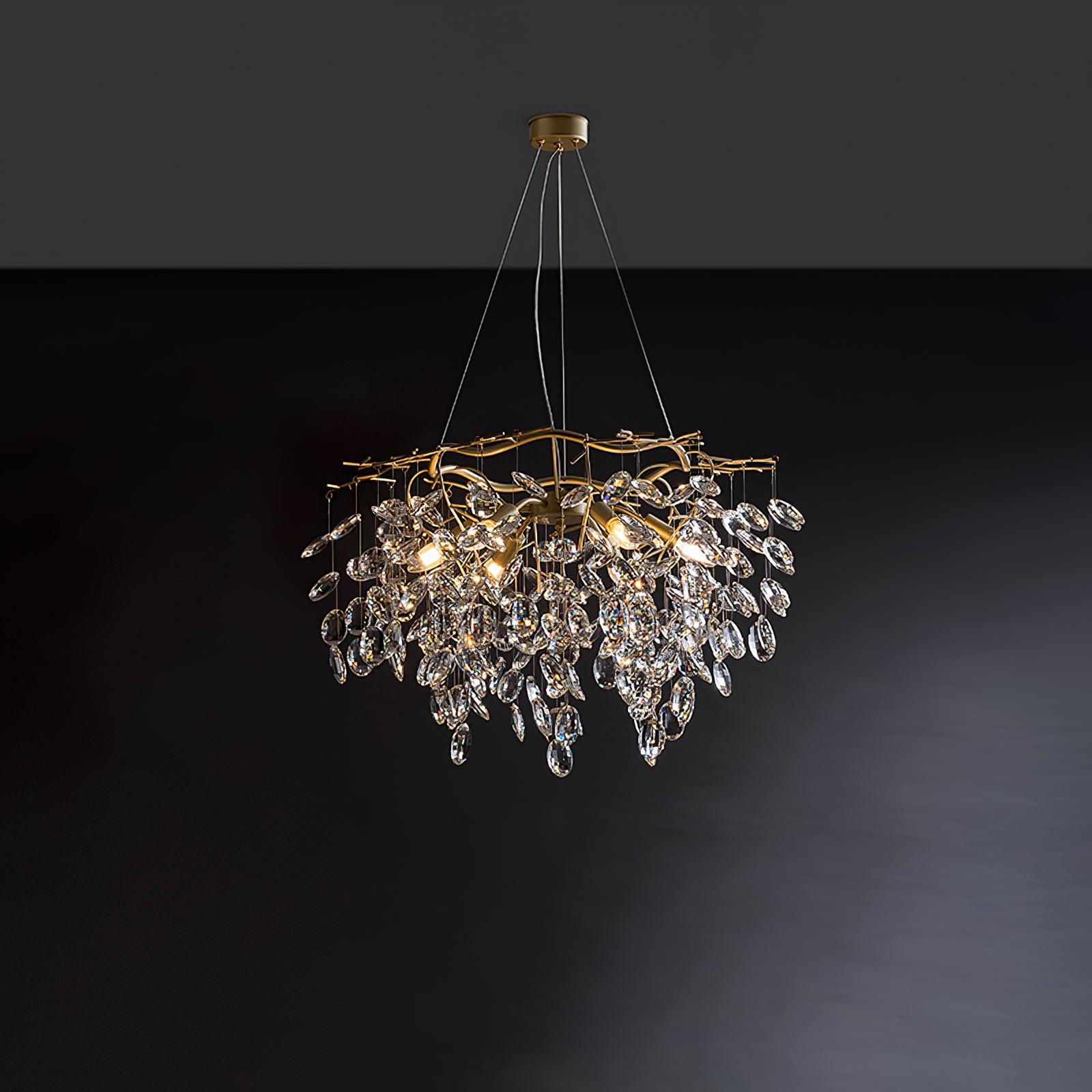Sofia Chandeliers Dia 26.3″ x H 12.5″ / Dia 67cm x H 32cm (E14 Bulbs* 6) / Brass & Clear Chandelier