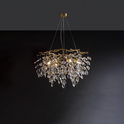 Sofia Chandeliers Dia 26.3″ x H 12.5″ / Dia 67cm x H 32cm (E14 Bulbs* 6) / Brass & Clear Chandelier