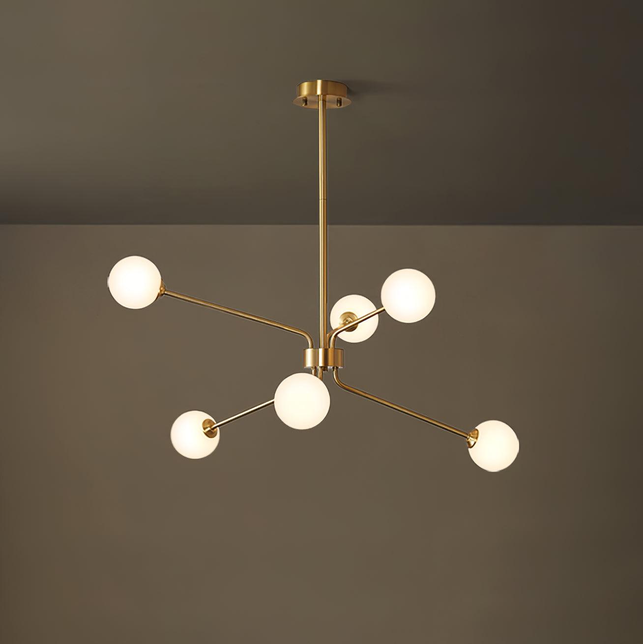 Solaire Arm Chandelier 6heads Dia 33.4″ x H 14.9″/ Dia 85cm x H 38cm / Brass & White Chandelier