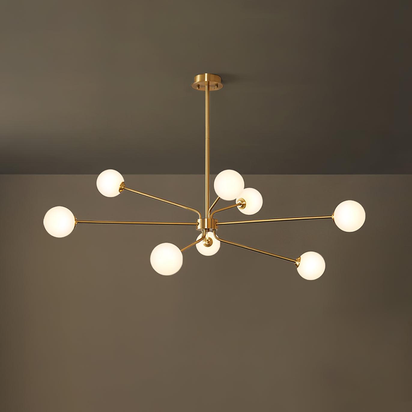 Solaire Arm Chandelier 9heads Dia 47.2″ x H 14.9″/ Dia 120cm x H 38cm / Brass & White Chandelier