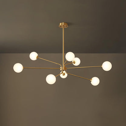 Solaire Arm Chandelier 9heads Dia 47.2″ x H 14.9″/ Dia 120cm x H 38cm / Brass & White Chandelier