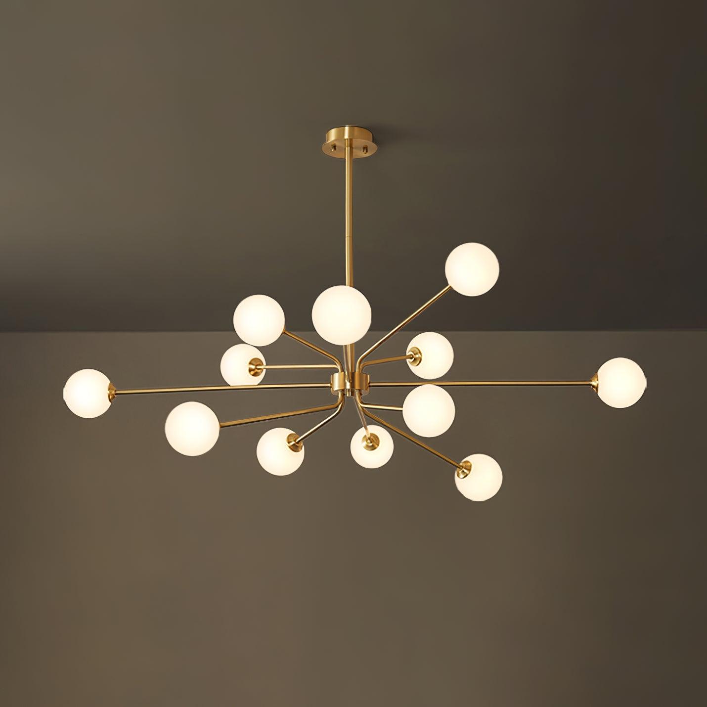 Solaire Arm Chandelier 12heads Dia 47.2″ x H 14.9″/ Dia 120cm x H 38cm / Brass & White Chandelier