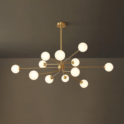 Solaire Arm Chandelier 12heads Dia 47.2″ x H 14.9″/ Dia 120cm x H 38cm / Brass & White Chandelier