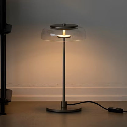 Solara Table Lamp ? 9″ x H 18.5″ / Dia 23cm x H 47cm / Black & Smoke grey glass / US Plug Table lamp