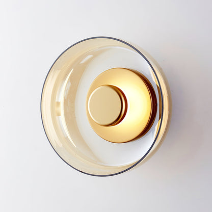 Solara Wall Light Dia 3.9″ x H 9″ / Dia 10cm x H 23cm / Brass & Amber glass / 1 Piece Wall lamp