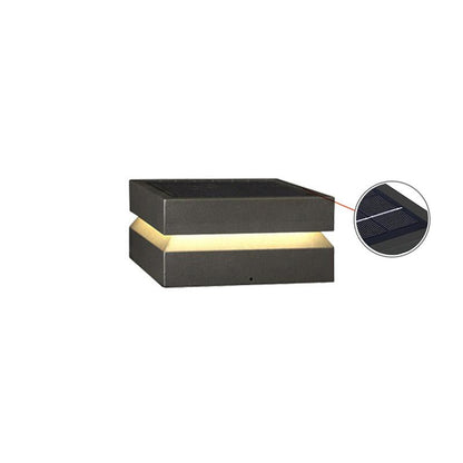 Square Post Outdoor Light L 9.8″ x W 9.8″ x H 5.9″ / L 25cm x W 25cm x H 15cm / Model B: Solar-Powered Version / Warm
