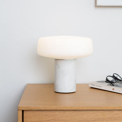 Solid Table Light Dia 11.8″ x H 12.5″ / Dia 30cm x H 32cm / White Marble +White / US plug Table lamp