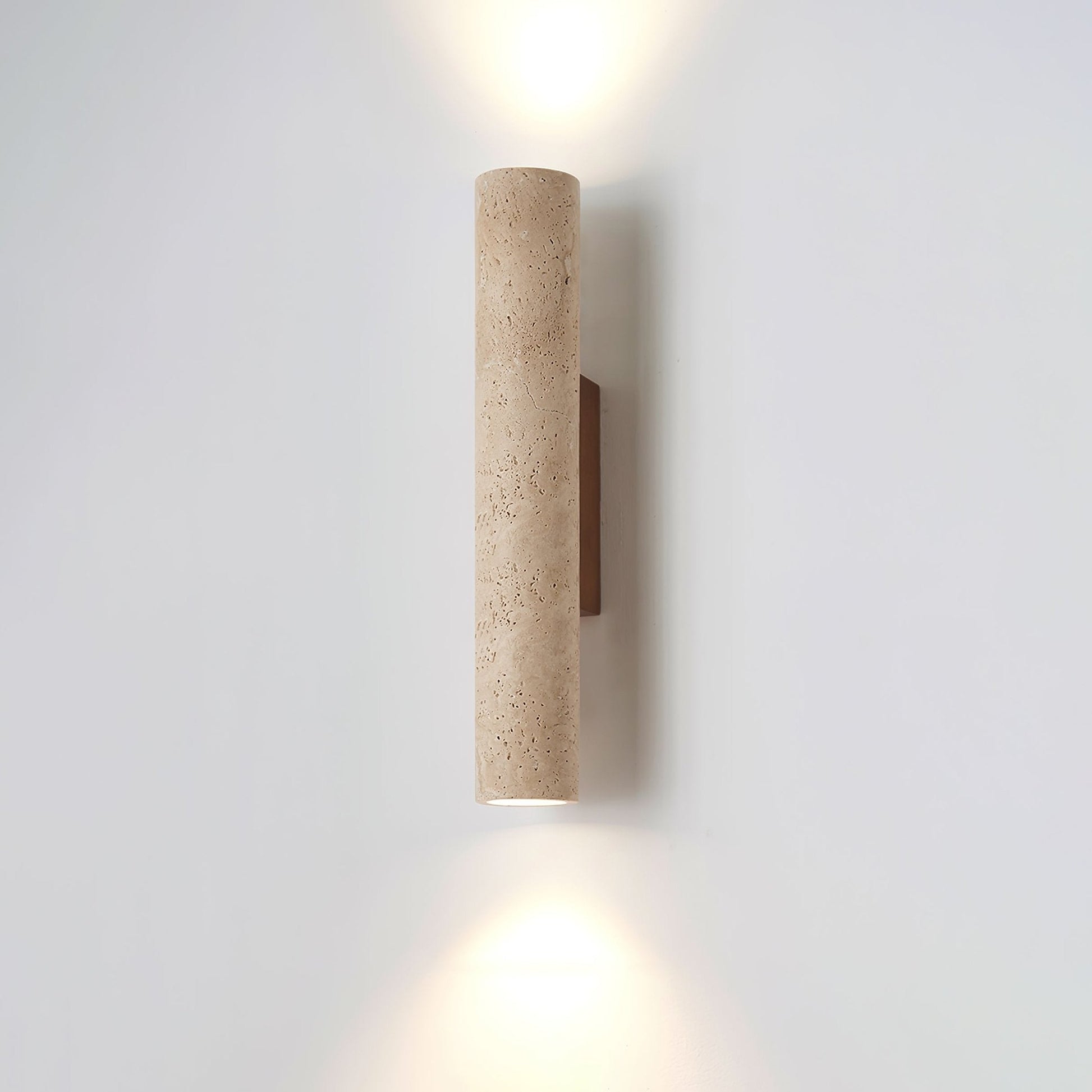 Solis Column Wall Lamp ? 2.6″ x H 12.6″ / Walnut Wood & Yellow Travertine 1001 Wall lamp