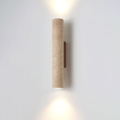 Solis Column Wall Lamp ? 2.6″ x H 12.6″ / Walnut Wood & Yellow Travertine 1001 Wall lamp