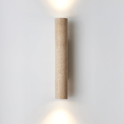Solis Column Wall Lamp ? 2.4″ x H 23.6″ / Walnut Wood & Yellow Travertine 1001 Wall lamp