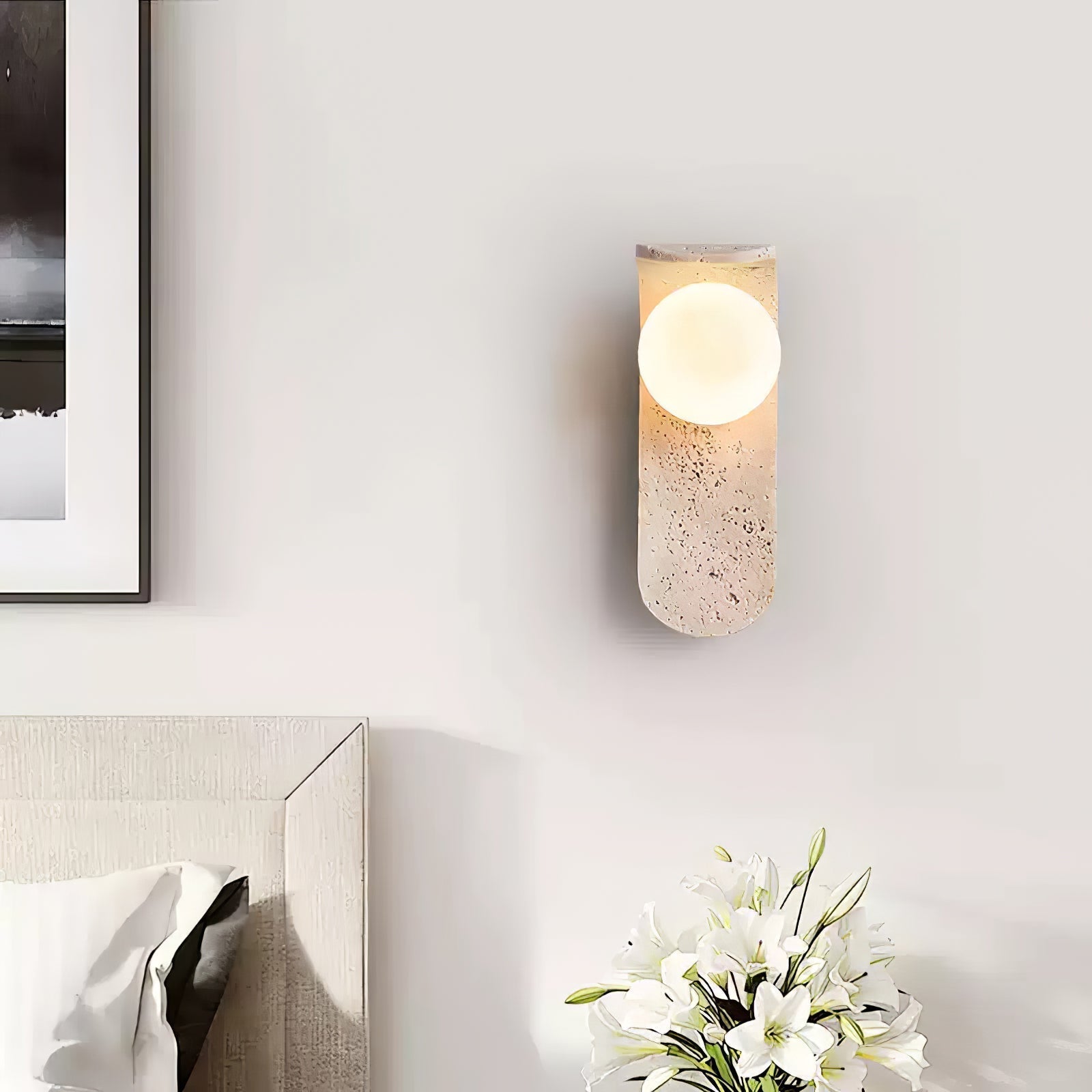 Solis Curve Wall Lamp Dia 3.5″ x H 9.8″ / Dia 9cm x H 25cm / Yellow Travertine 1001 Wall lamp
