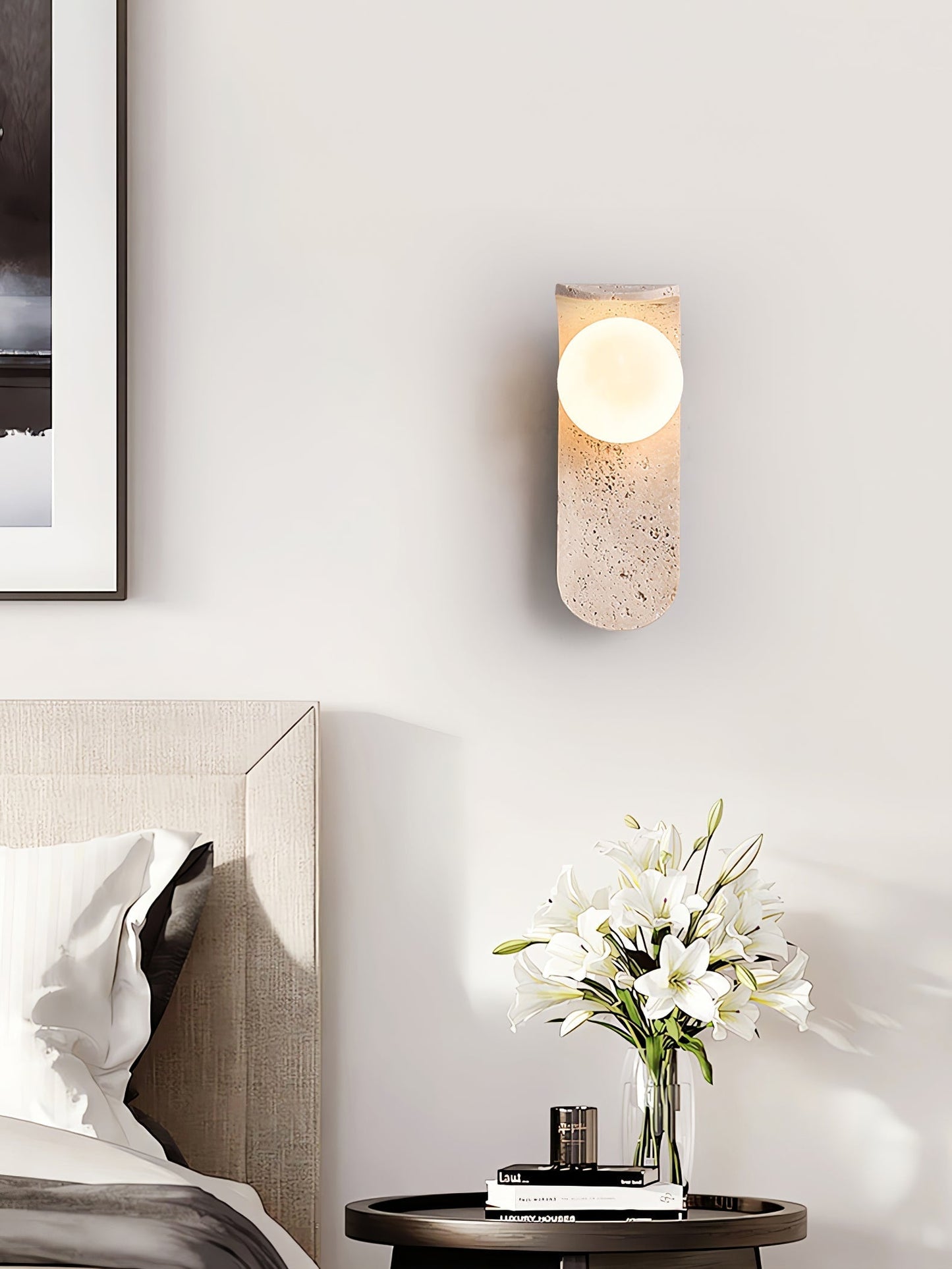 Solis Curve Wall Lamp Dia 3.5″ x H 9.8″ / Dia 9cm x H 25cm / Yellow Travertine 1001 Wall lamp