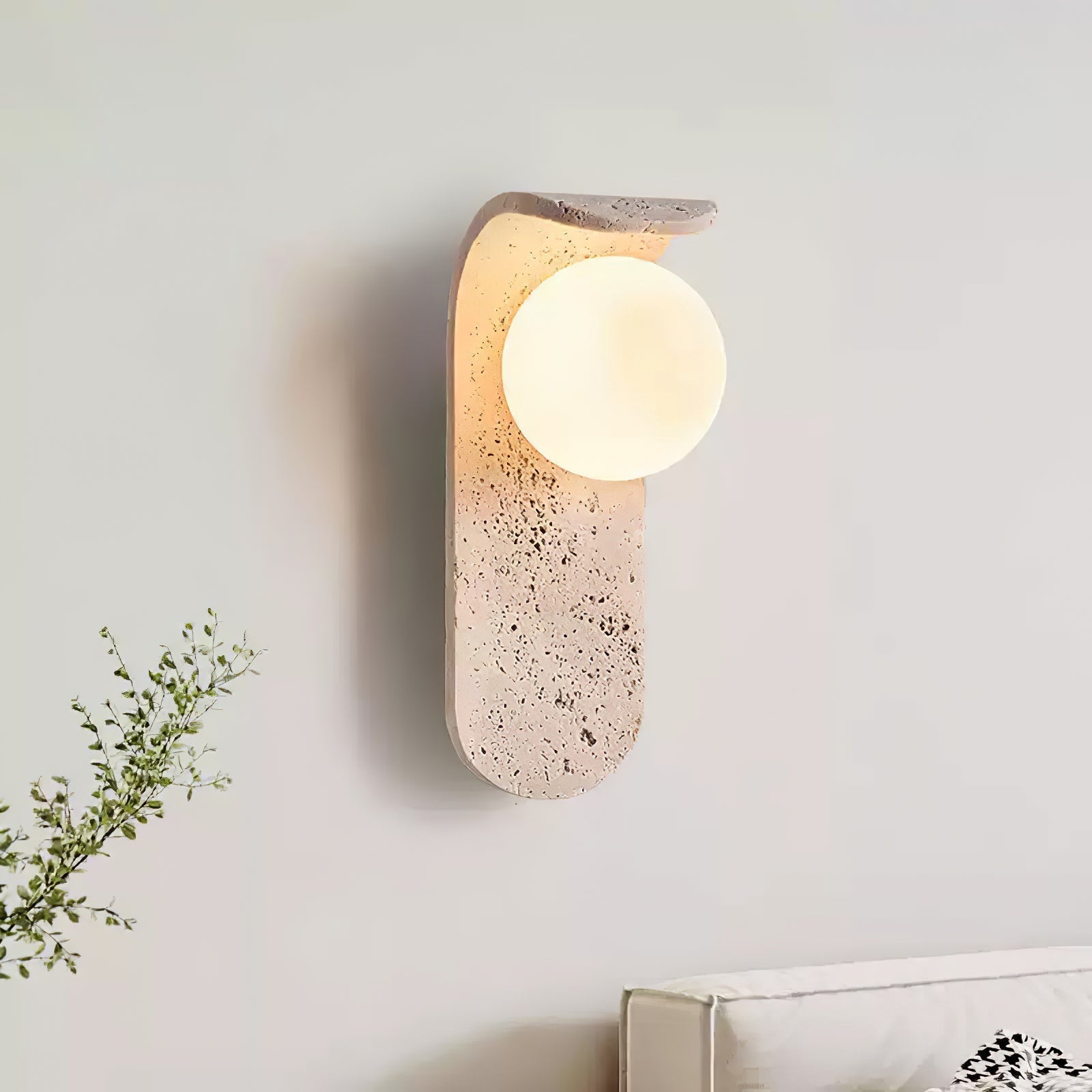 Solis Curve Wall Lamp Dia 3.5″ x H 9.8″ / Dia 9cm x H 25cm / Yellow Travertine 1001 Wall lamp