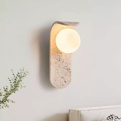 Solis Curve Wall Lamp Dia 3.5″ x H 9.8″ / Dia 9cm x H 25cm / Yellow Travertine 1001 Wall lamp