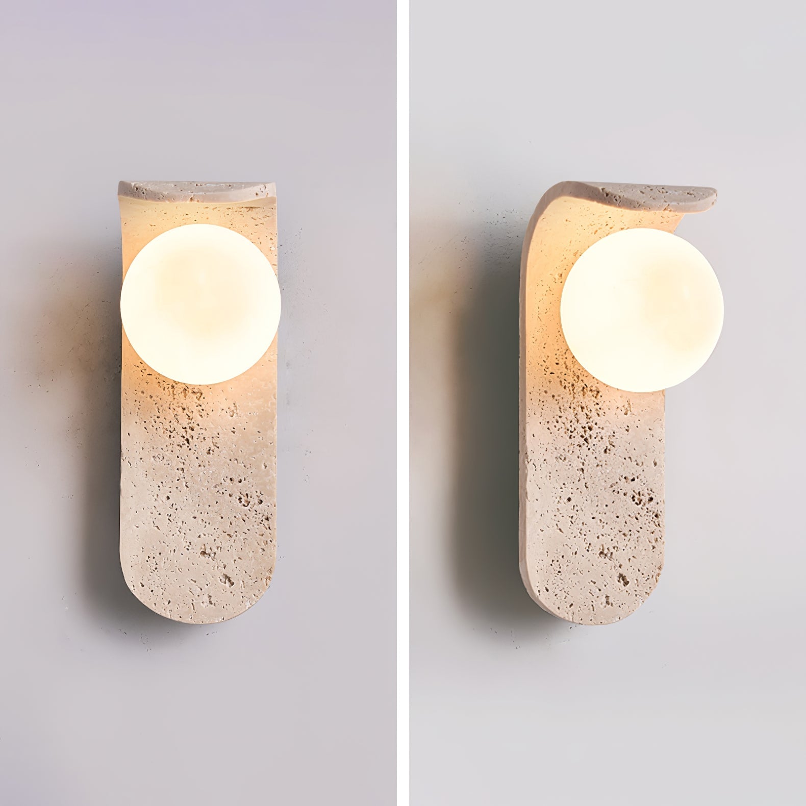 Solis Curve Wall Lamp Dia 3.5″ x H 9.8″ / Dia 9cm x H 25cm / Yellow Travertine 1001 Wall lamp