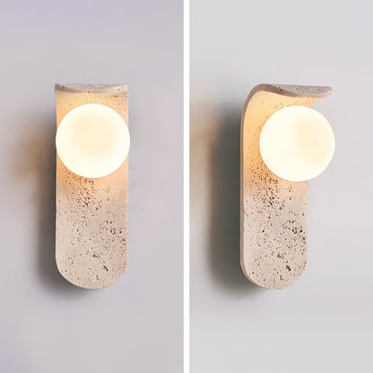 Solis Curve Wall Lamp Dia 3.5″ x H 9.8″ / Dia 9cm x H 25cm / Yellow Travertine 1001 Wall lamp