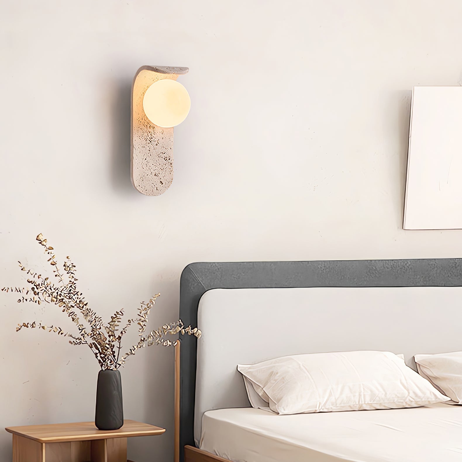 Solis Curve Wall Lamp Dia 3.5″ x H 9.8″ / Dia 9cm x H 25cm / Yellow Travertine 1001 Wall lamp