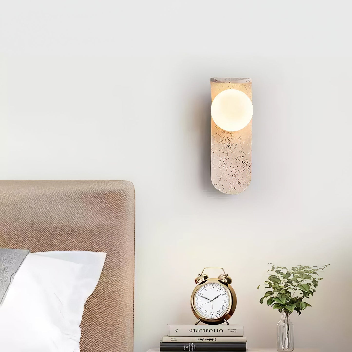 Solis Curve Wall Lamp Dia 3.5″ x H 9.8″ / Dia 9cm x H 25cm / Yellow Travertine 1001 Wall lamp